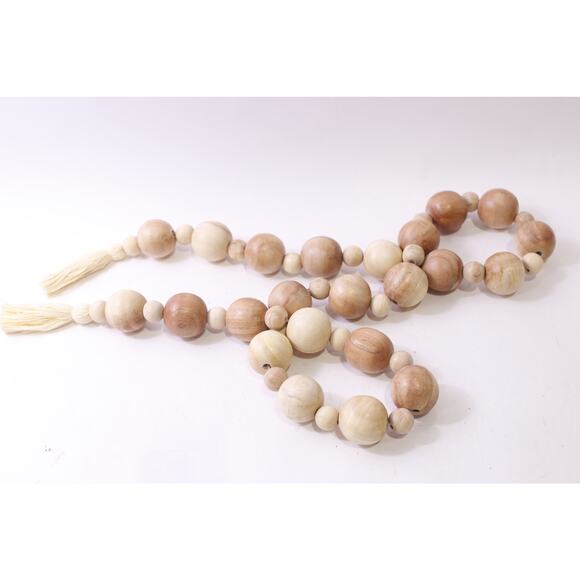 Light Brown, Wooden, Bead Garland, Folk Art, Decor, Accent, Rosary Beads, Home - Picture 1 of 4